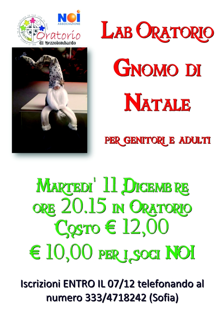 Laboratorio Gnomo di Natale 2018