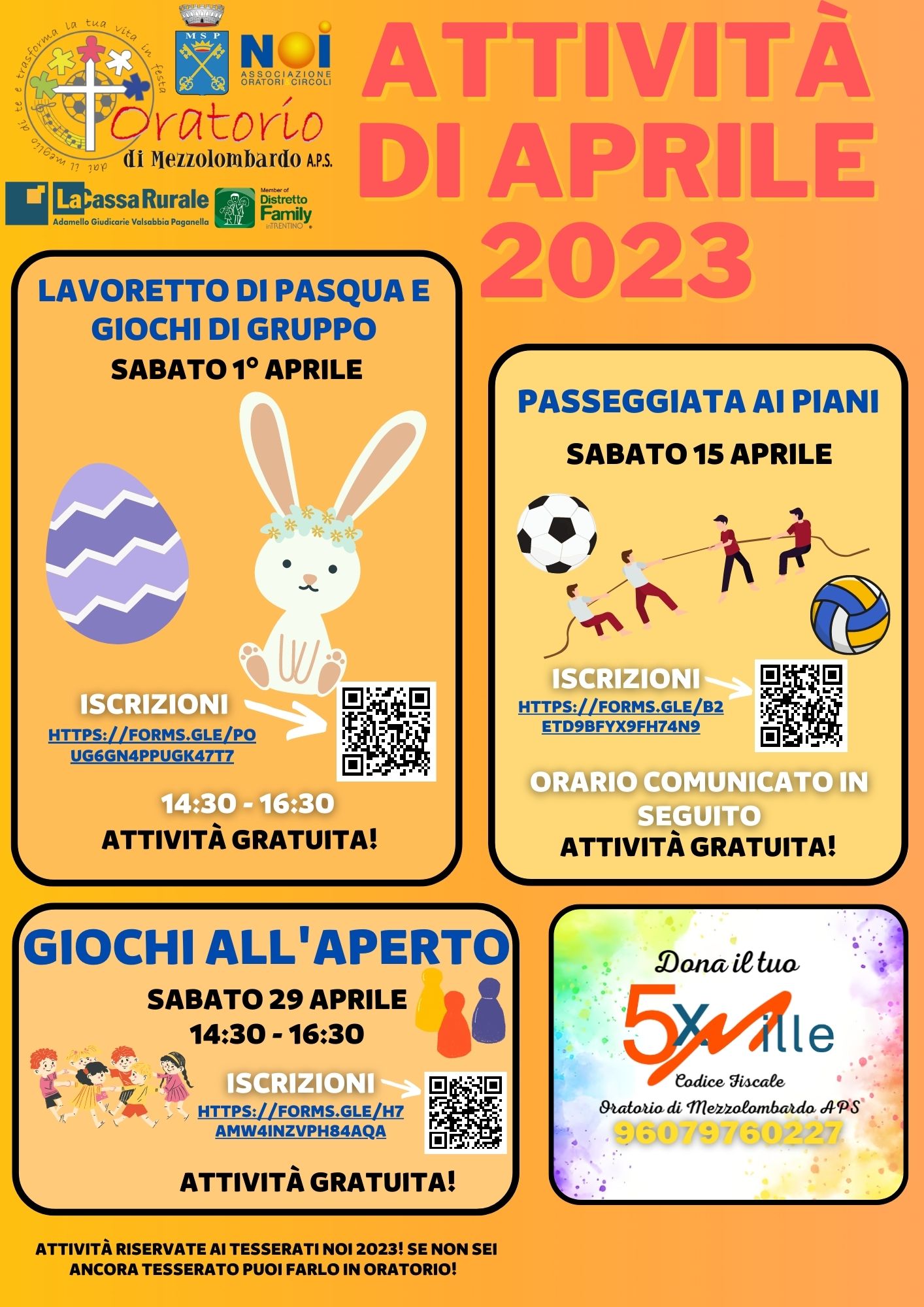 Attività aprile 2023 Oratorio Mezzolombardo