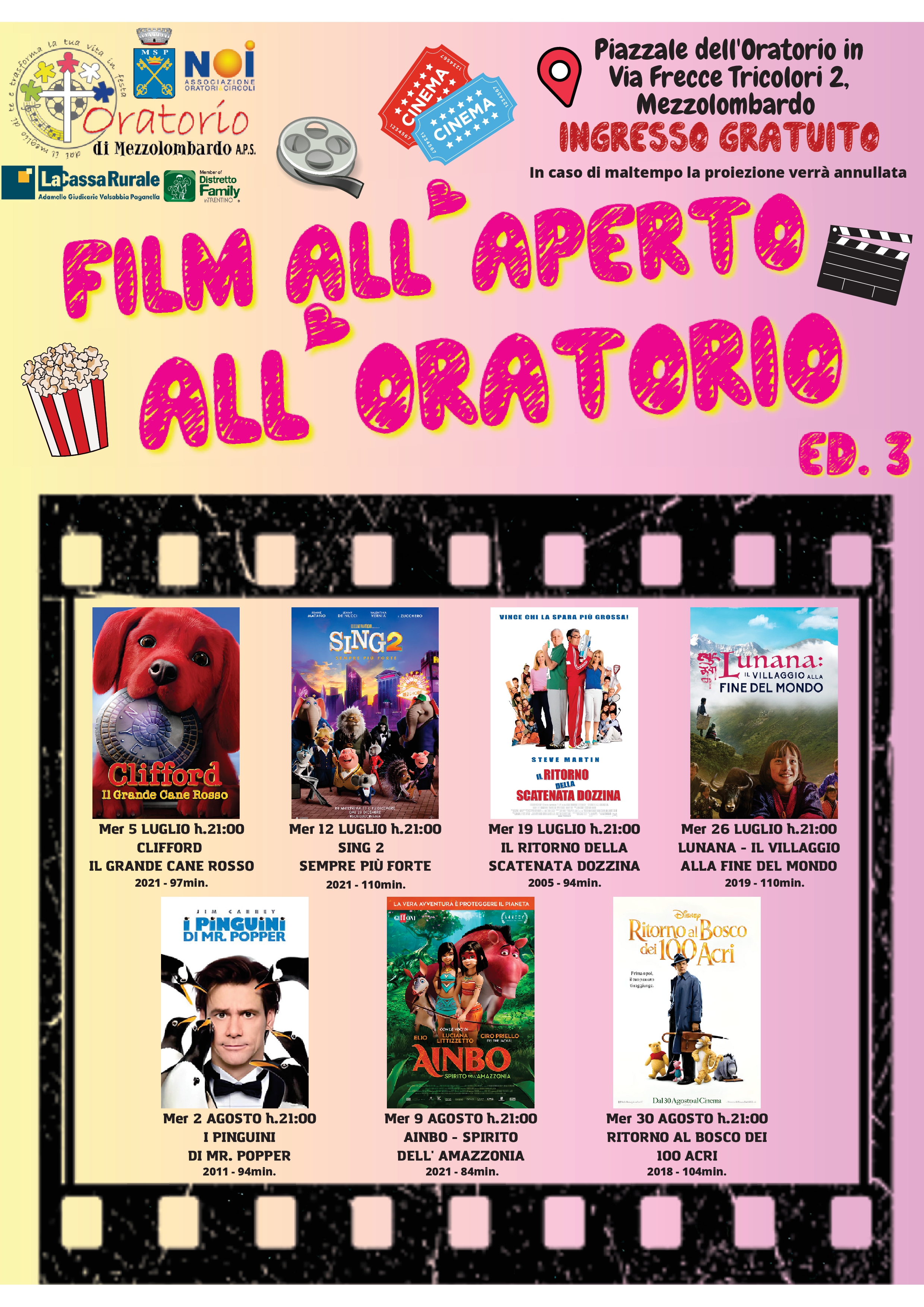 Film all'aperto Oratorio estate 2023