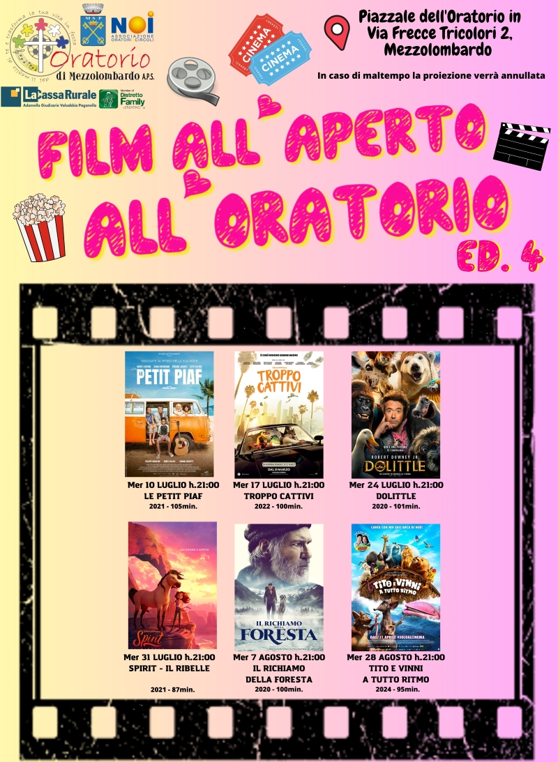 Film all'aperto Oratorio estate 2024