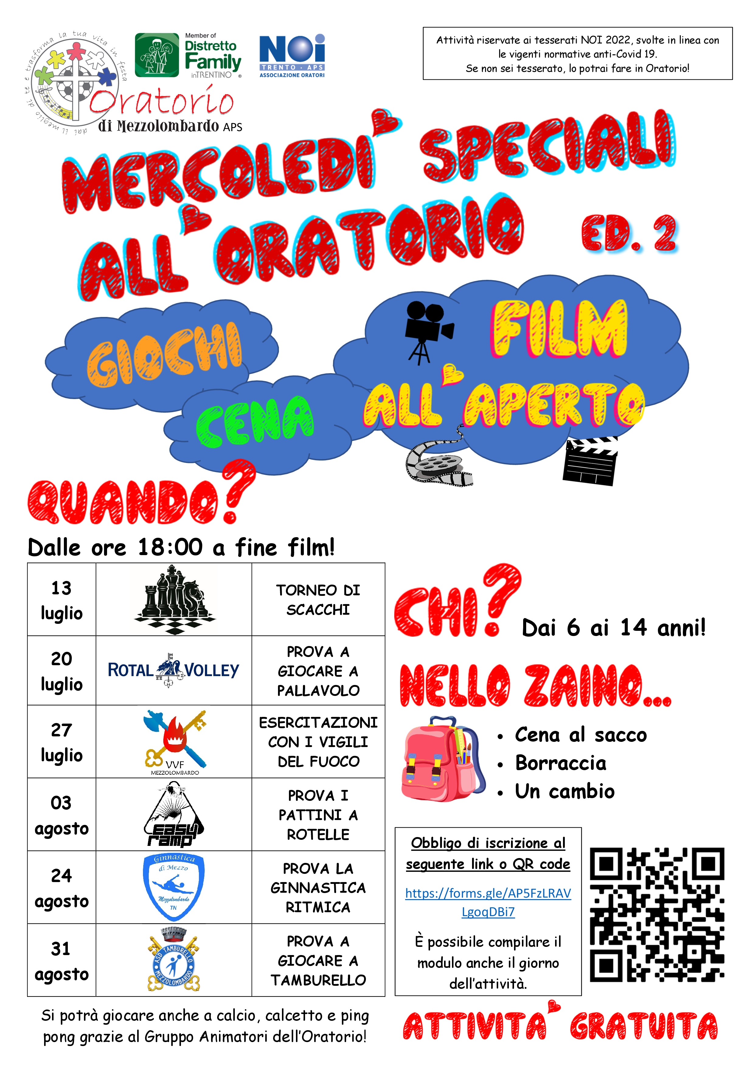 Mercoledì speciali Oratorio estate 2022